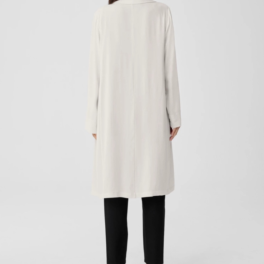Eileen Fisher Bone Silk Georgette Crepe Trench Coat BNWTS $398.00 NEW BNWTS - Picture 3 of 15